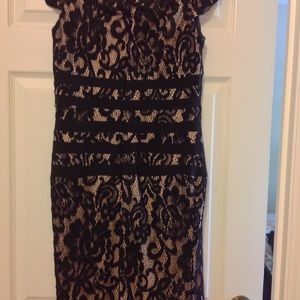 Betsy & Adam black lace gown